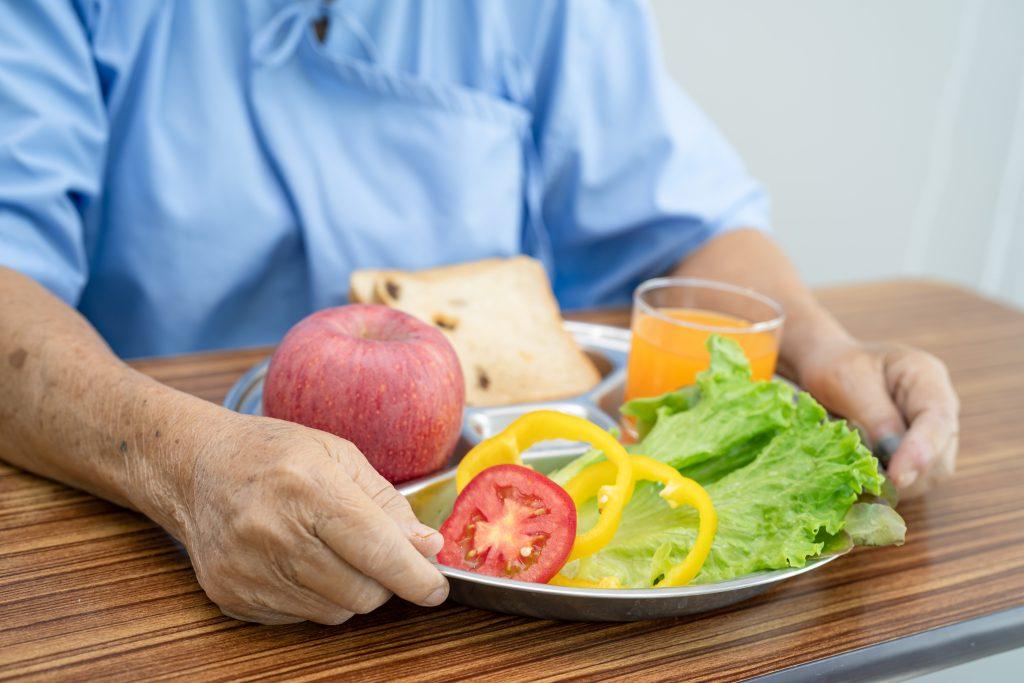 Man eating health food