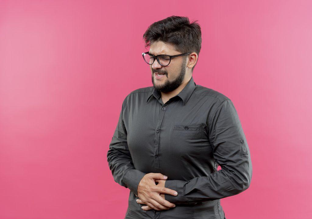 A man felt worried from Irritable Bowel Syndrome Symptoms